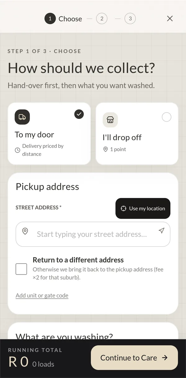 Rinse booking flow on iPhone